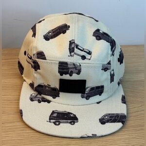 Vans Vanner Campervan All Over Print 5 Panel Cap in Cream and Black NWOT